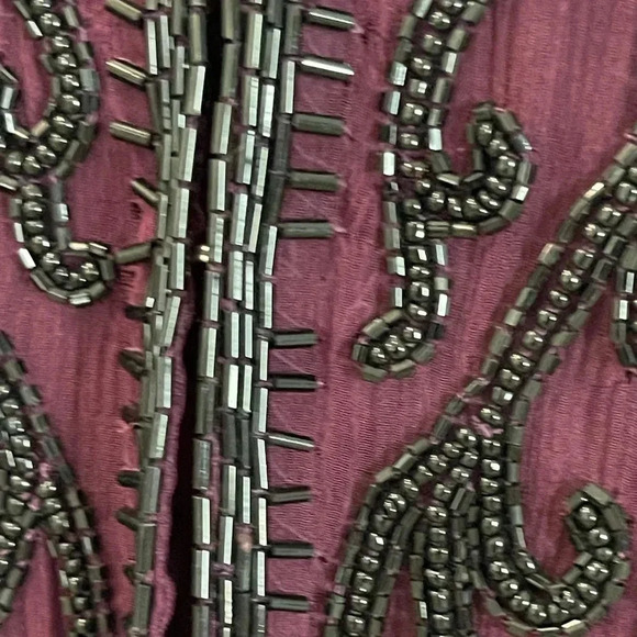 Scala Maroon Black Beaded Silk Evening Jacket - Picture 8 of 8